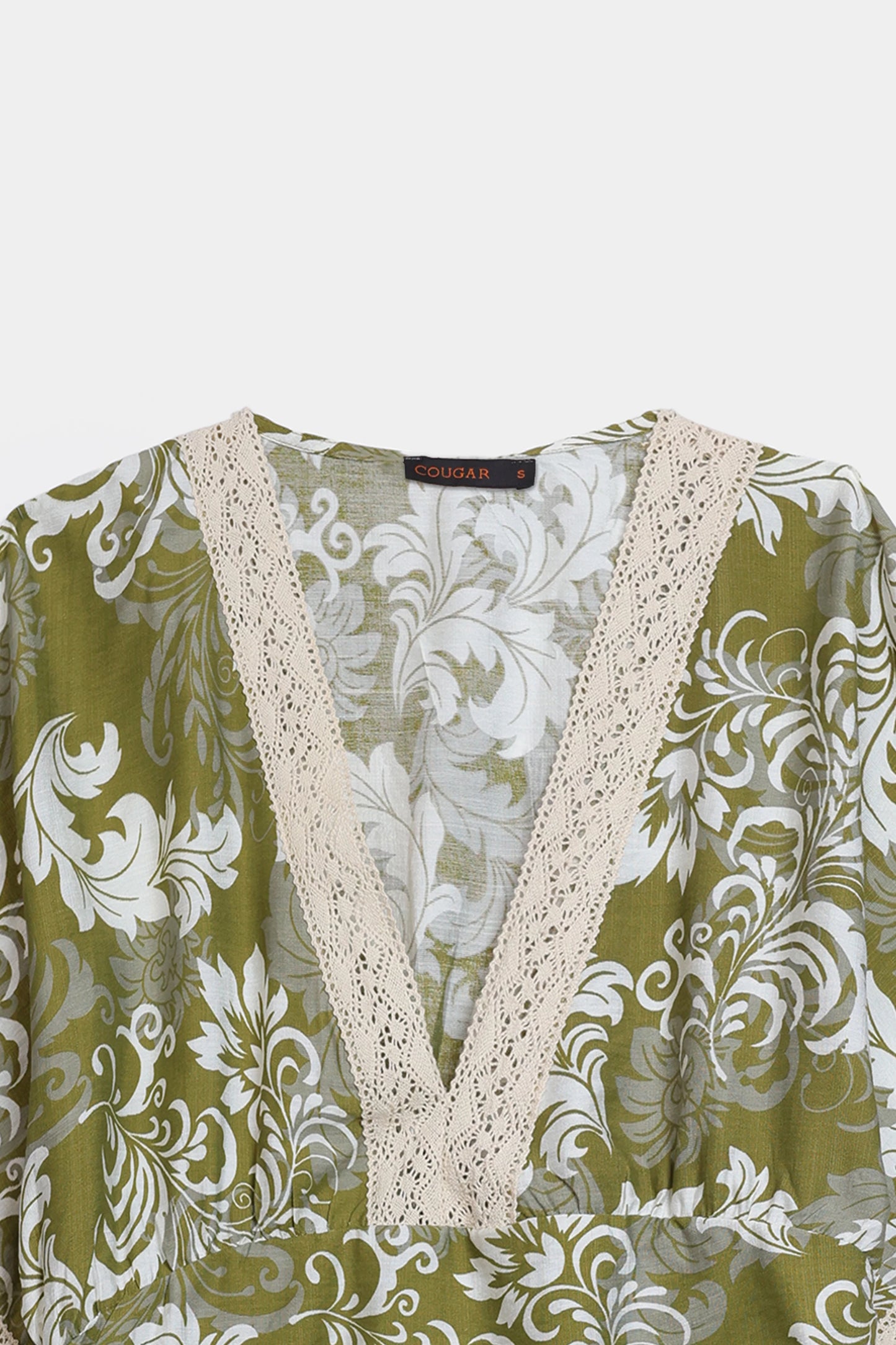 Lace-Trimmed Printed Top - Cougar Clothing