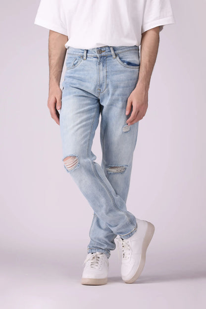 Tapered Fit Ripped Jeans - Cougar Clothing