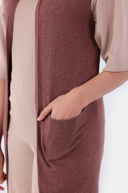 Sleeveless Long Cardigan - Cougar Clothing