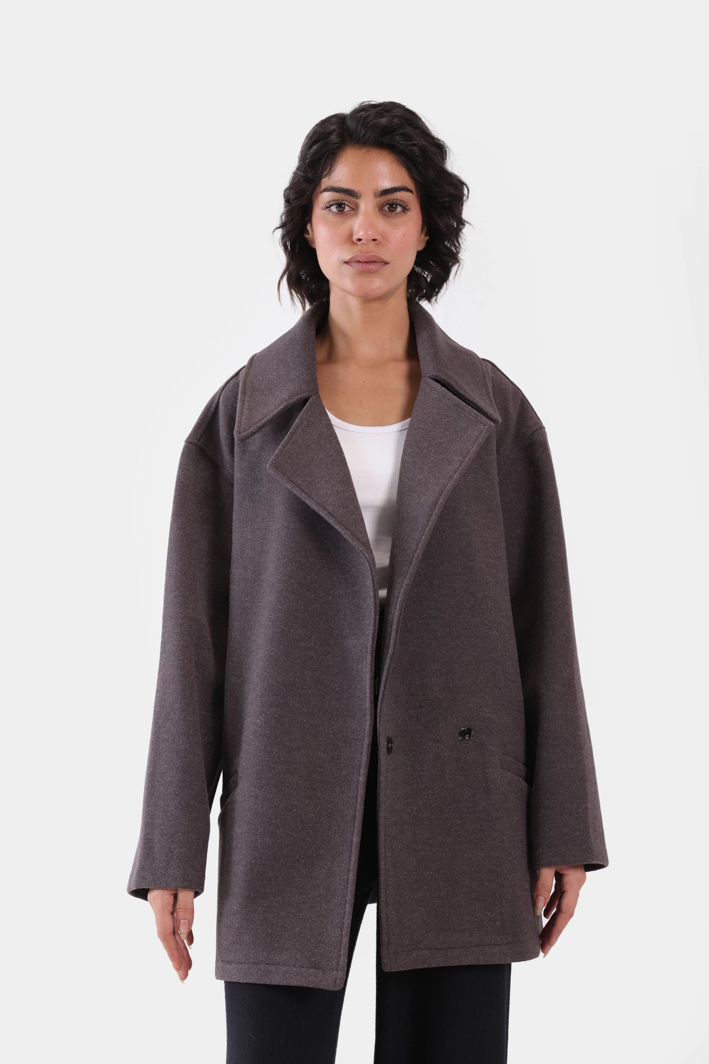 Lapel Collar Tweed Coat - Cougar Clothing