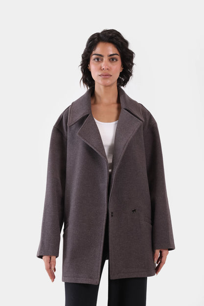 Lapel Collar Tweed Coat - Cougar Clothing
