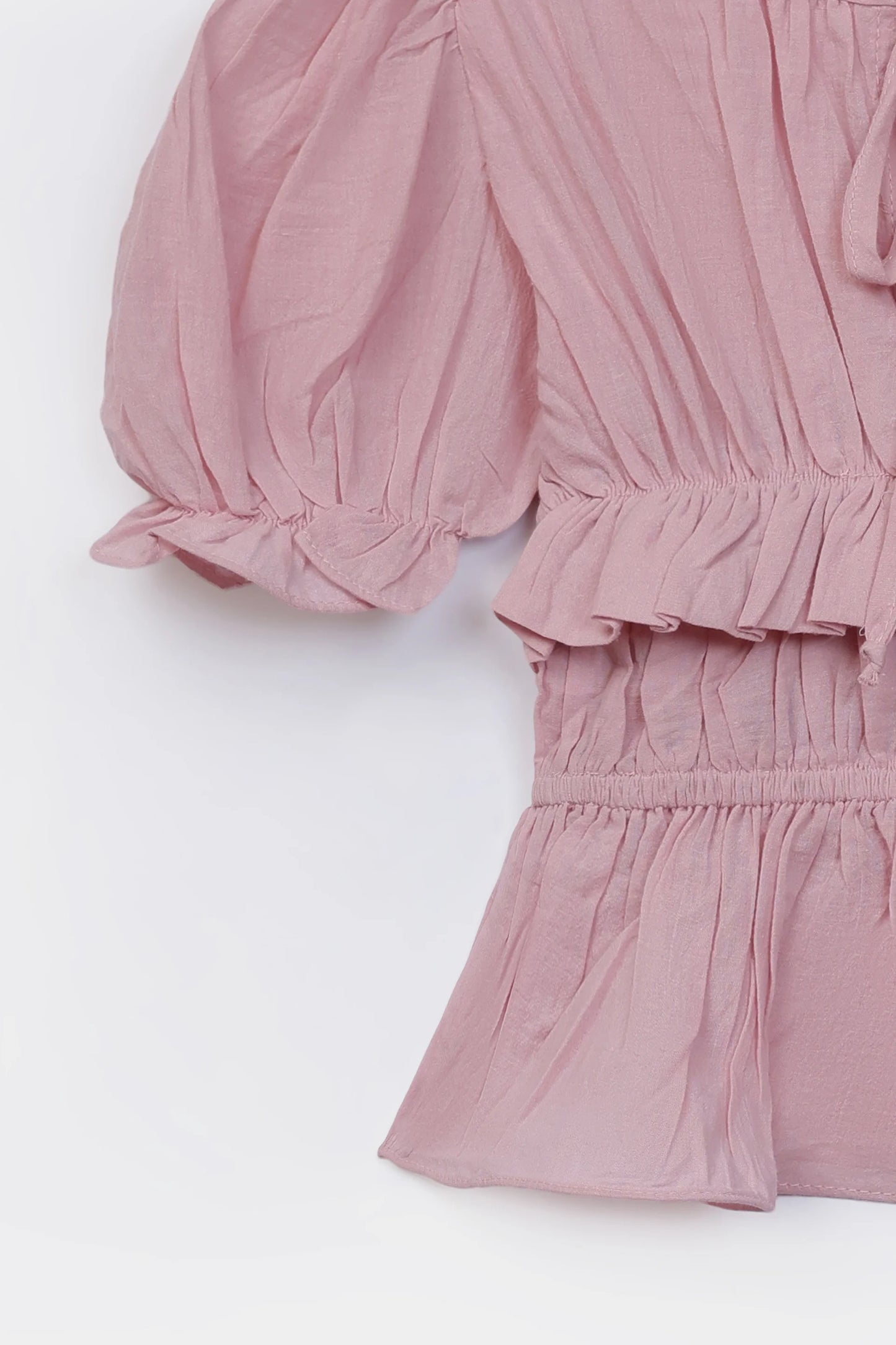 Ruffled Blouse With Drawstring - Cougar Clothing