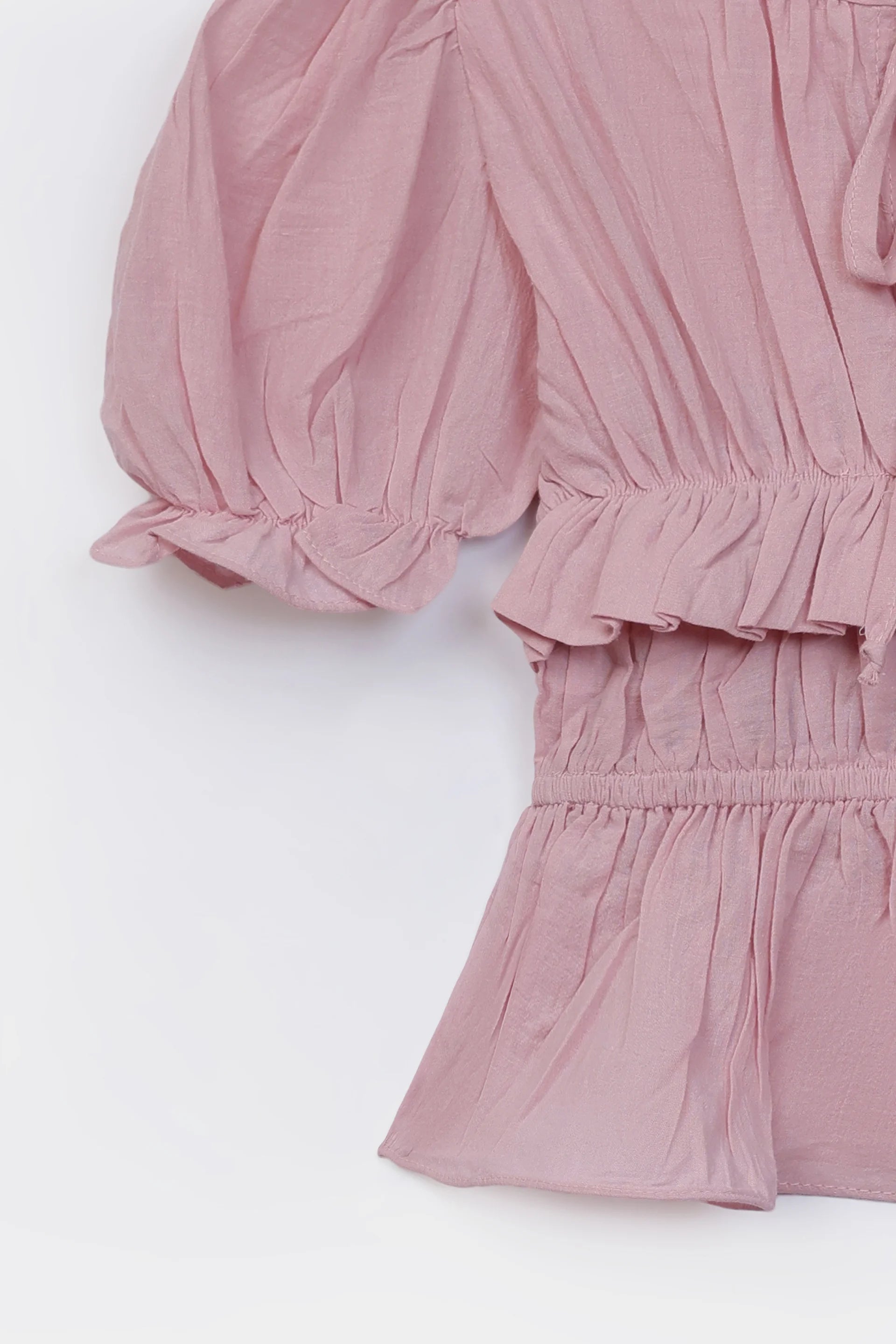 Ruffled Blouse With Drawstring - Cougar Clothing