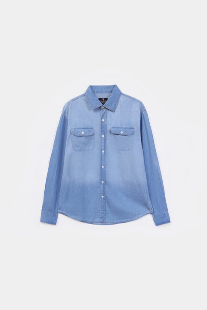 Denim Shirt With Flap Pockets - Cougar Clothing