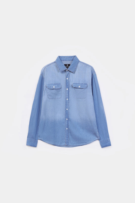 Denim Shirt With Flap Pockets - Cougar Clothing