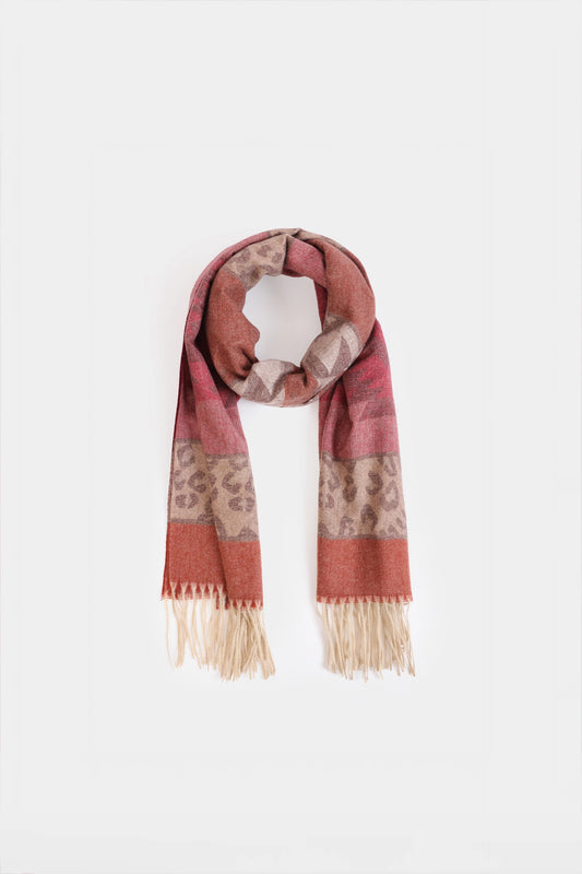 Contrast Pattern Knitted Shawl - Cougar Clothing