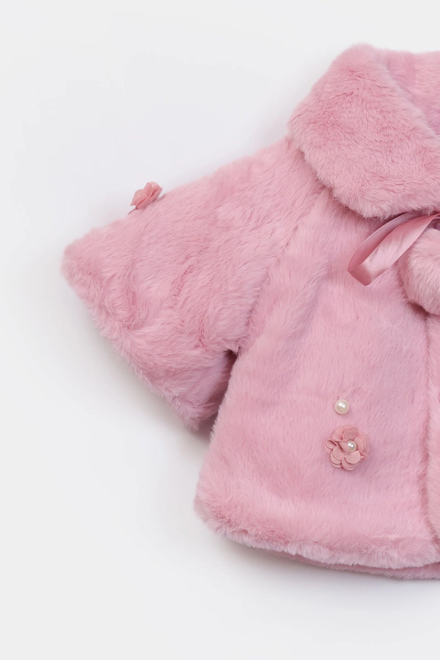 Floral Adorned Plush Jacket - Cougar Clothing