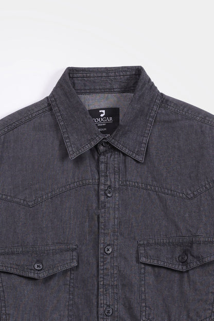 Flap Pockets Denim Shirt - Cougar Clothing
