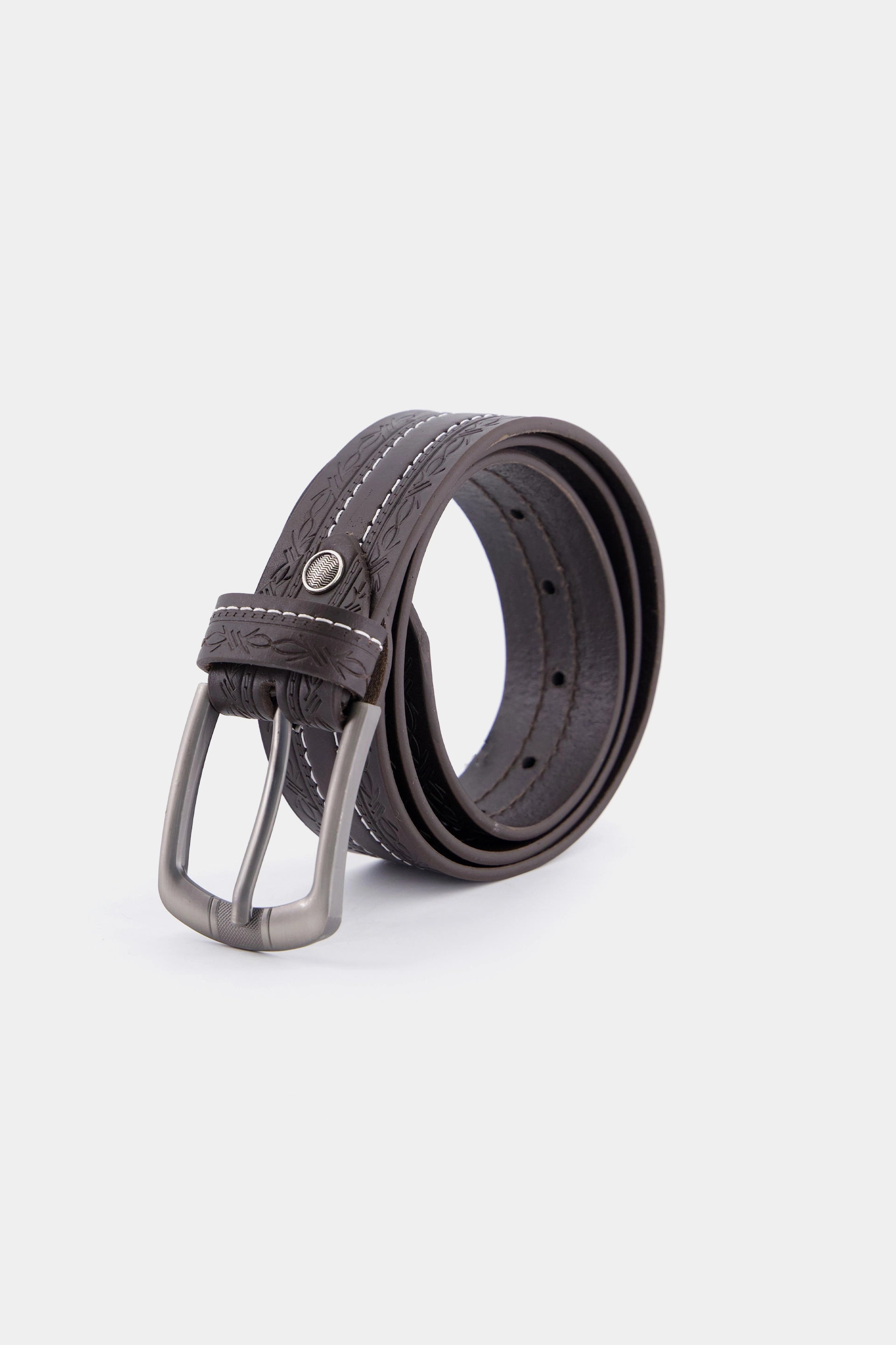Leather Belt With Top Stitches - Cougar Clothing