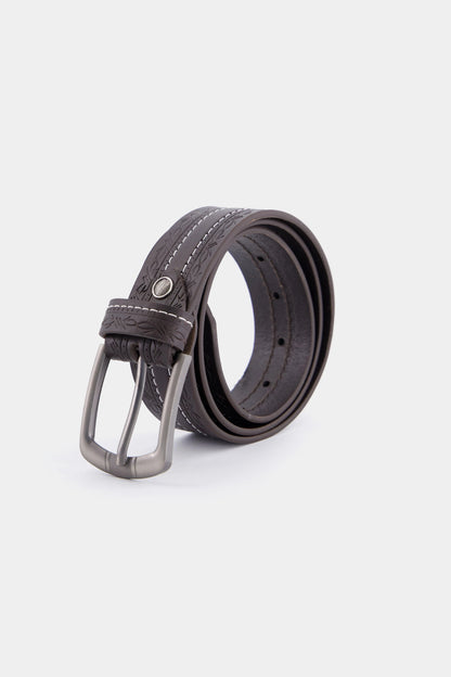 Leather Belt With Top Stitches - Cougar Clothing
