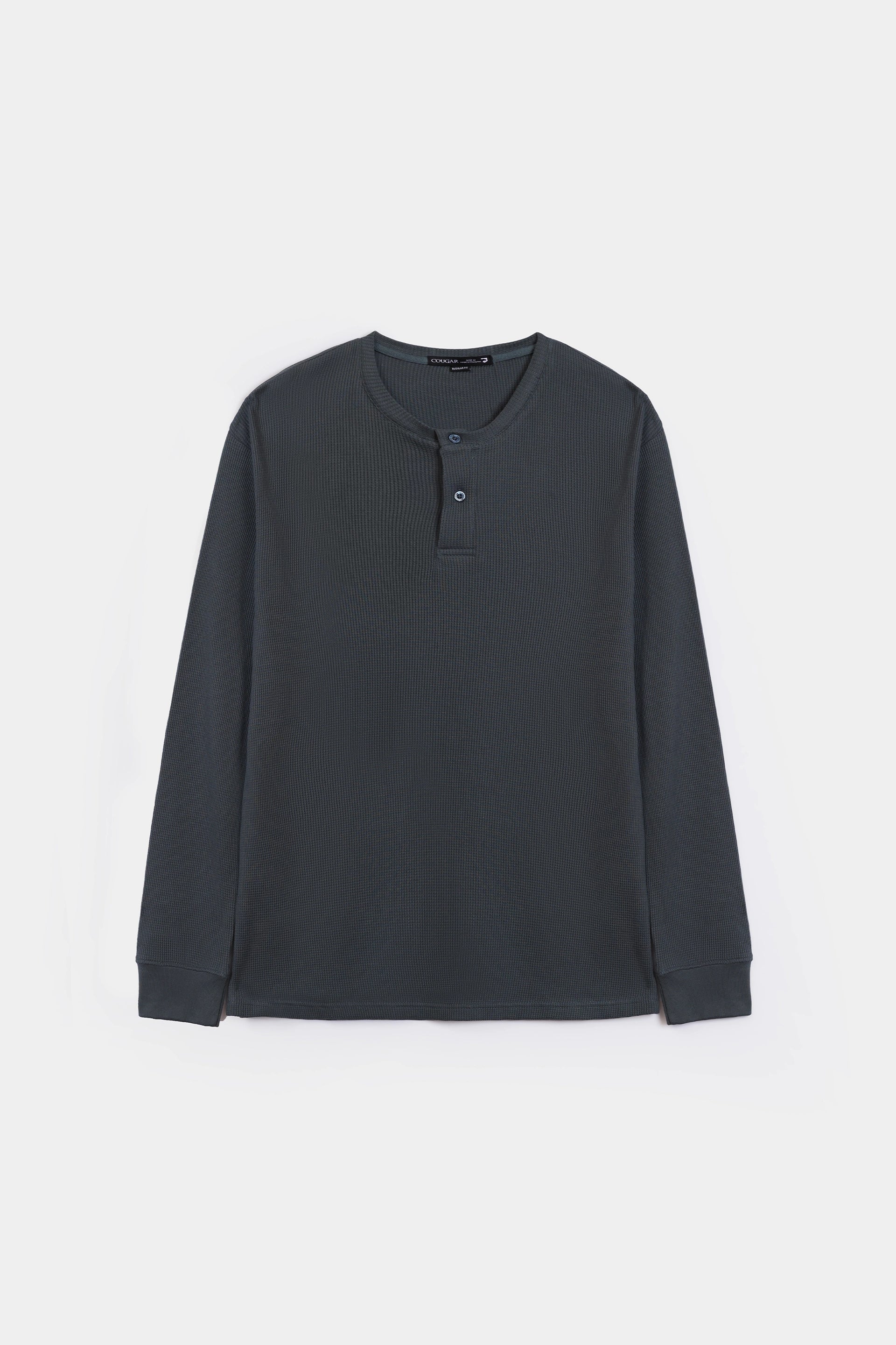 Waffle Knit Henley T-Shirt - Cougar Clothing