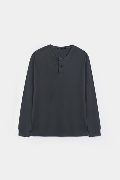Waffle Knit Henley T-Shirt - Cougar Clothing