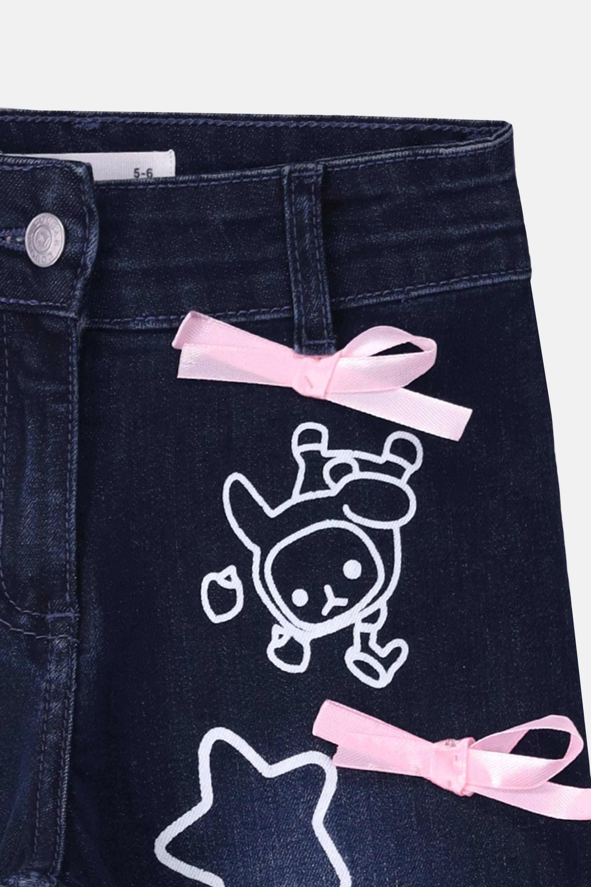 Marine Straight Jeans With Ribbon Bows - Cougar Clothing