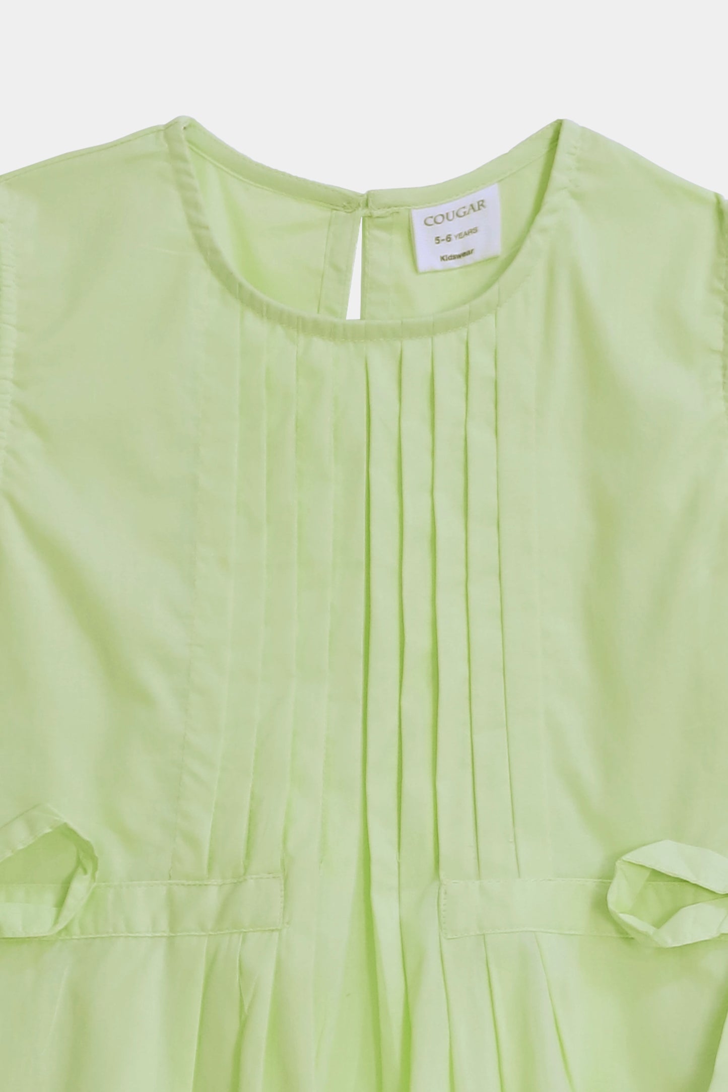 Pleated Dress With Bowknots - Cougar Clothing