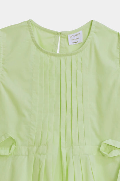 Pleated Dress With Bowknots - Cougar Clothing