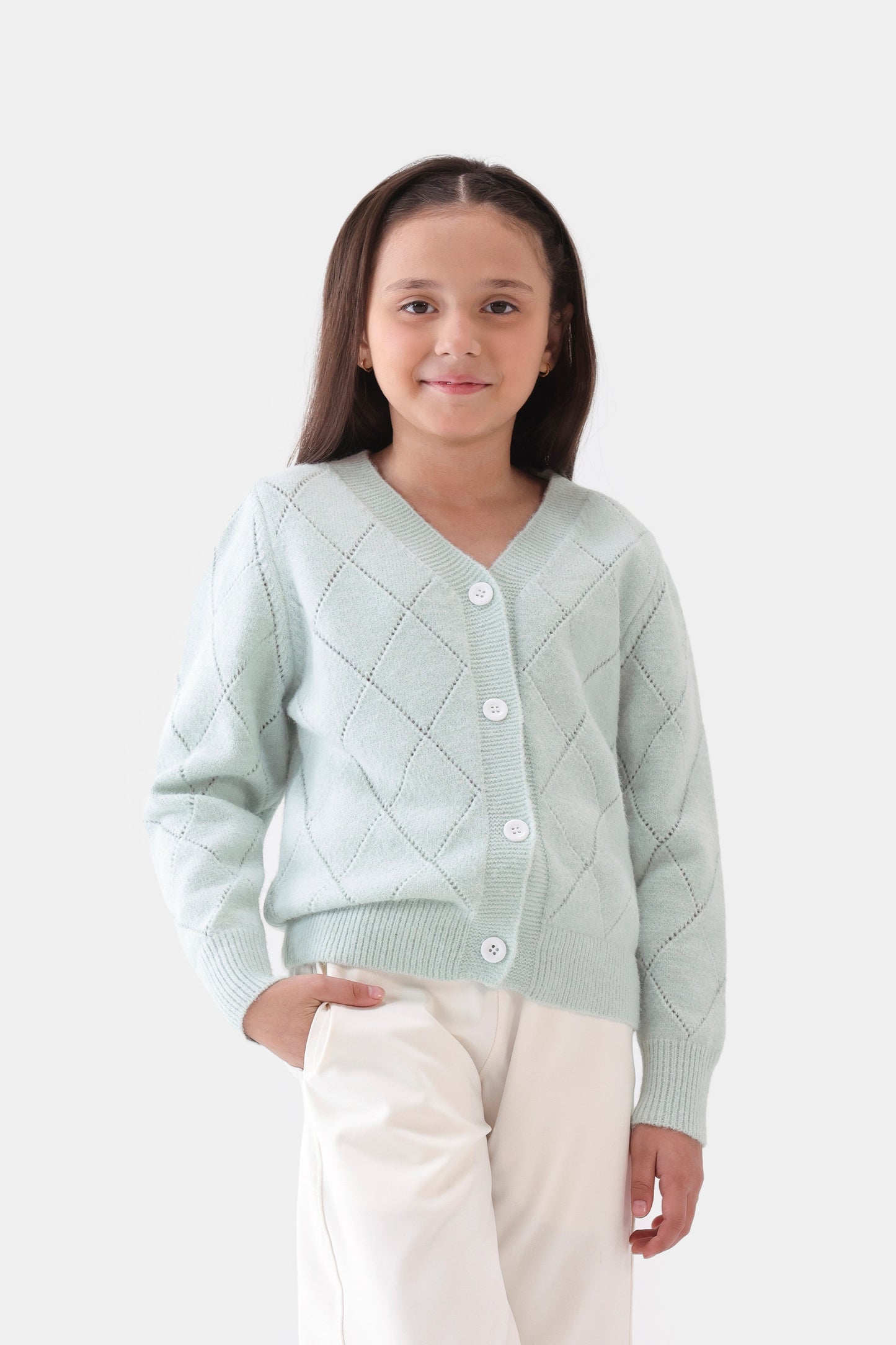 Argyle Pattern Knit Cardigan - Cougar Clothing