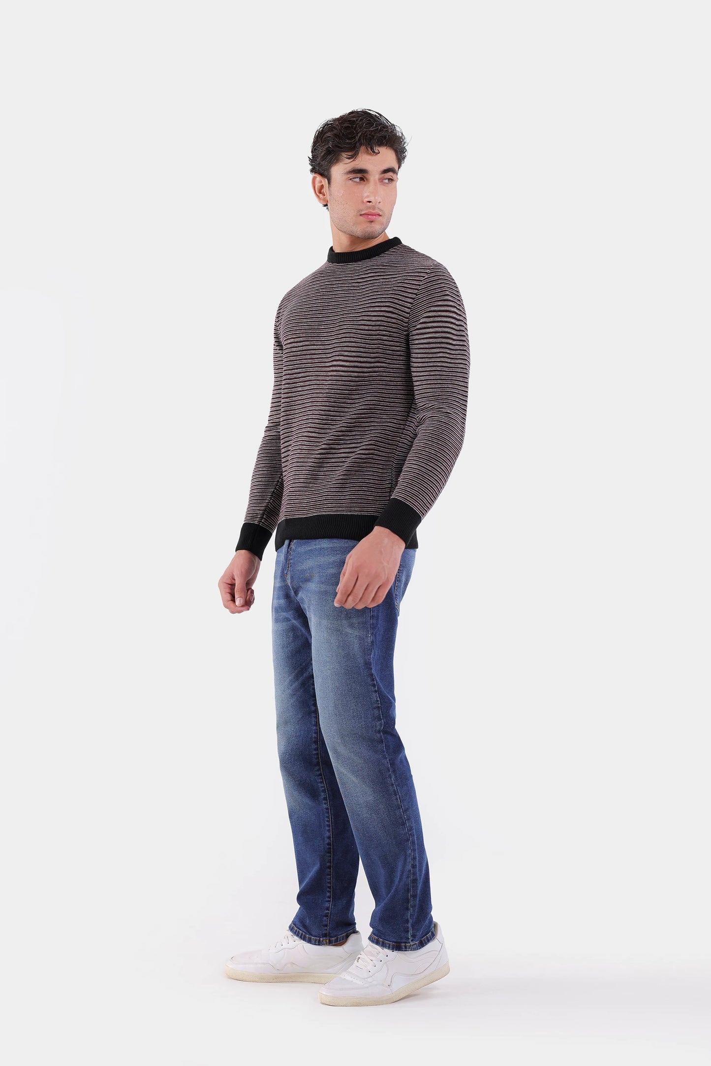 Crew Neck Striped Sweater - Cougar Clothing