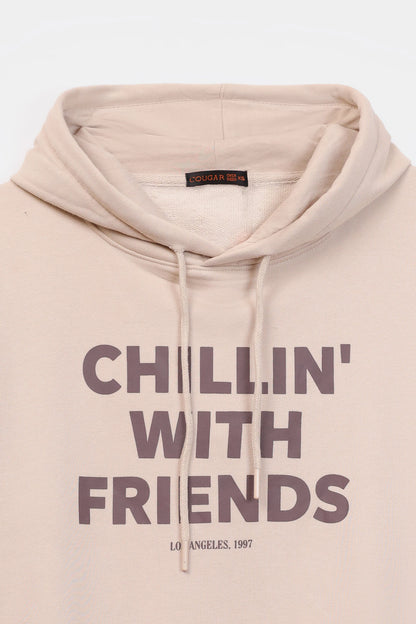 Text Print Terry Hoodie - Cougar Clothing