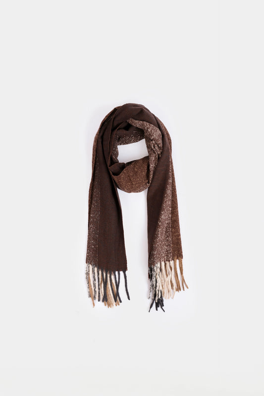 Knitted Shawl With Contrast Fringes - Cougar Clothing