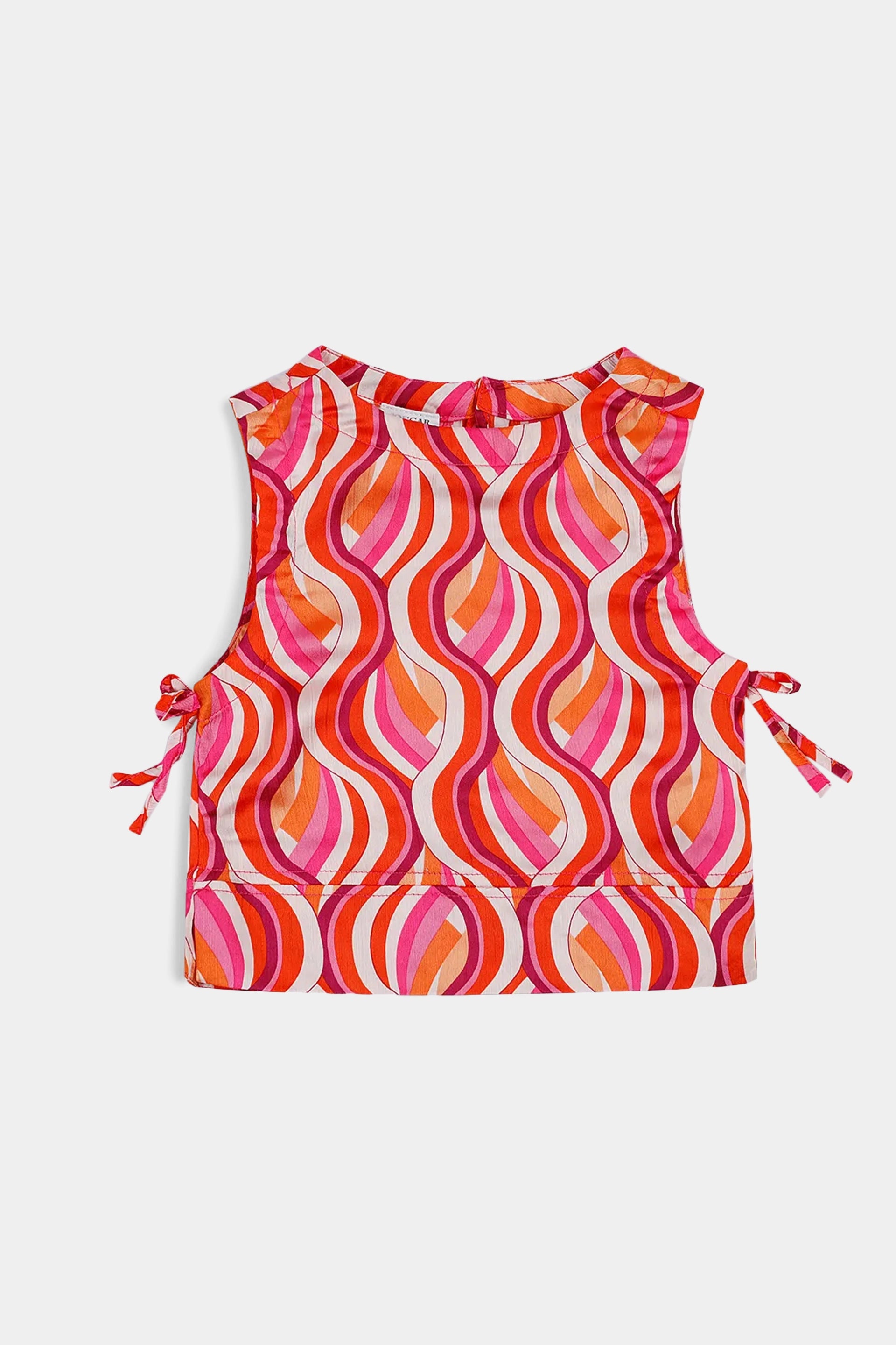 Printed Top With Side Bows - Cougar Clothing