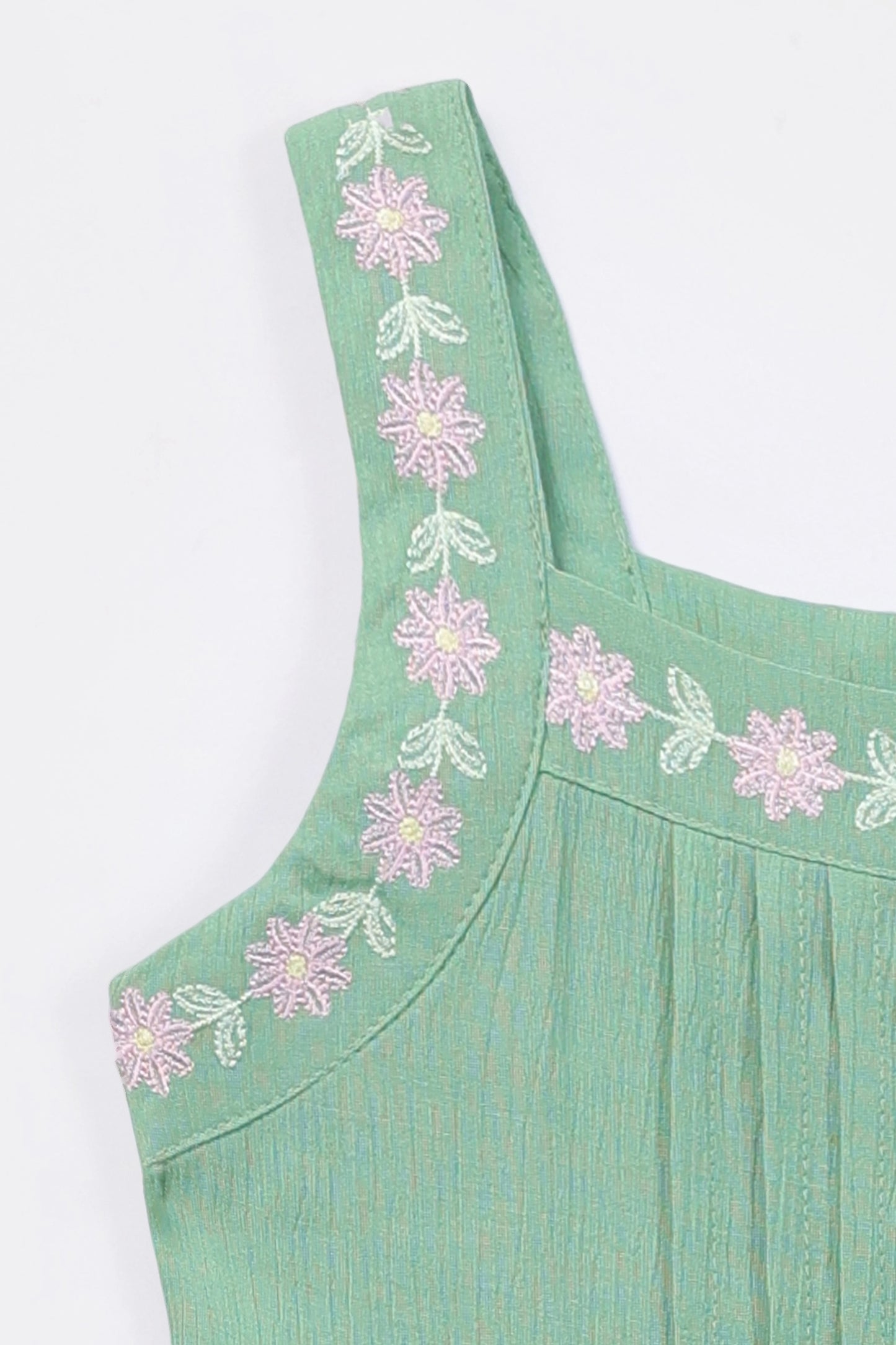 Pleated Embroidered Top - Cougar Clothing