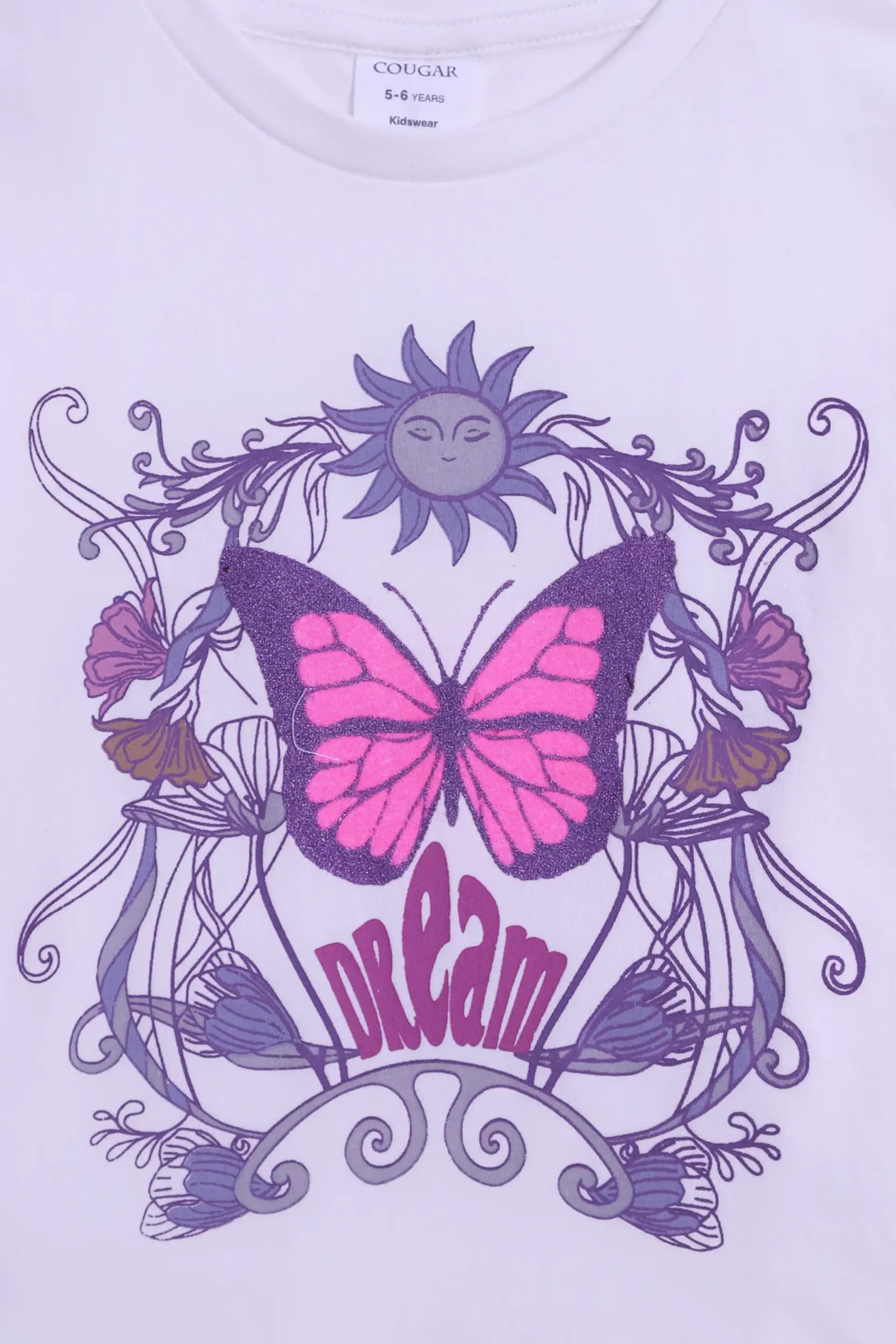 Graphic T-Shirt With Glitter Butterfly - Cougar Clothing