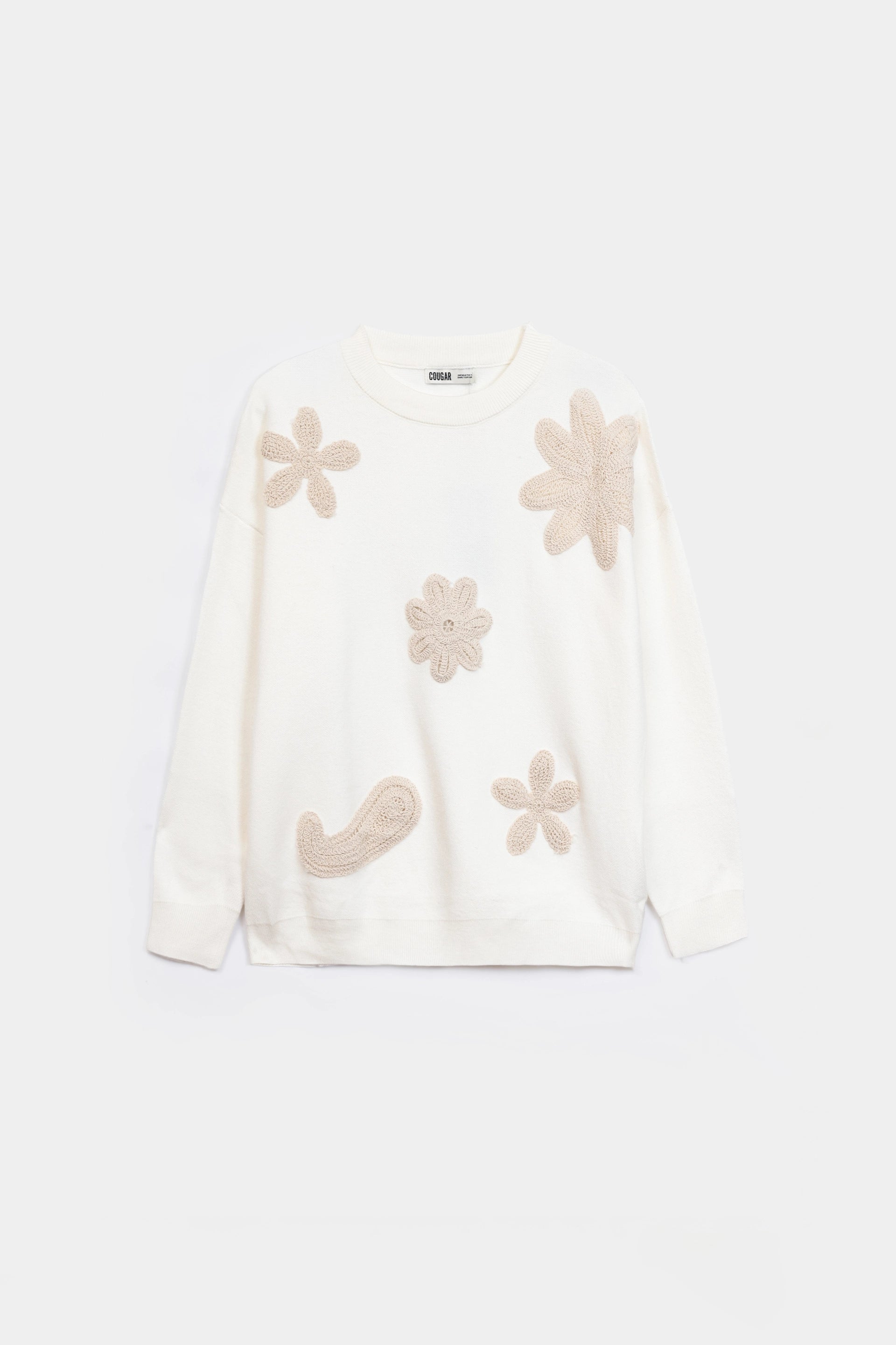 Embroidered Floral Knit Sweater - Cougar Clothing