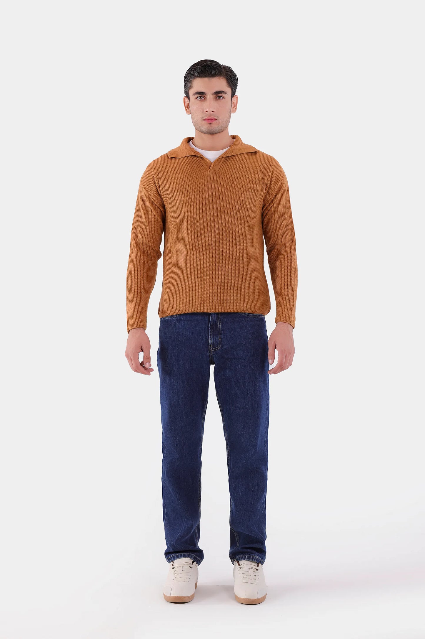 Johnny Collar Purl Knit Sweater - Cougar Clothing