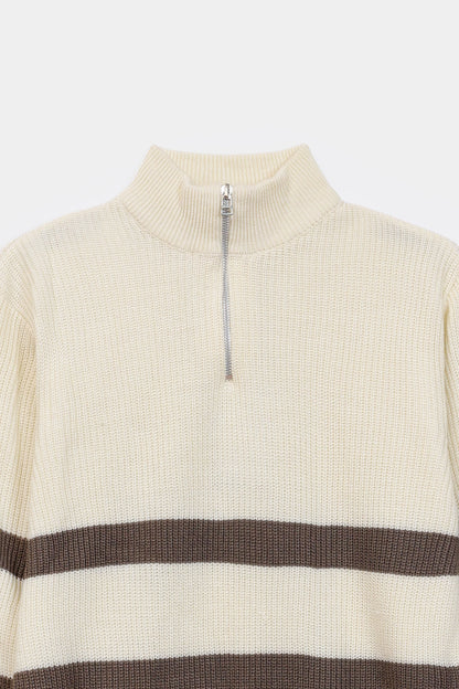 Quarter Zip Striped Sweater - Cougar Clothing