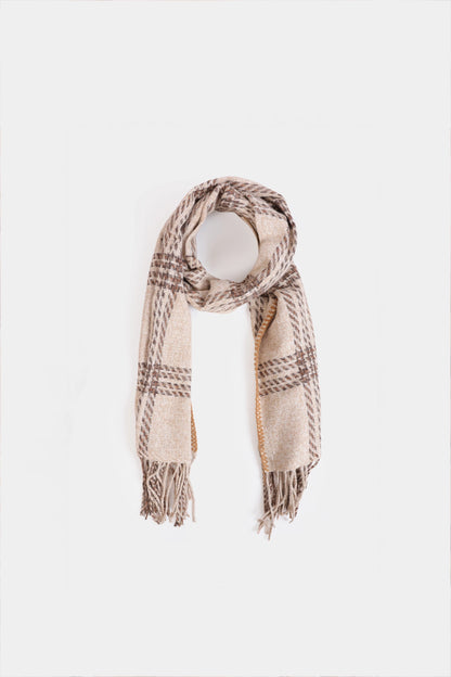 Checkered Fringed Knitted Shawl - Cougar Clothing