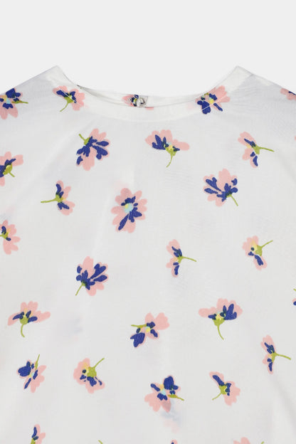 All Over Printed Top With Flounce Sleeves - Cougar Clothing