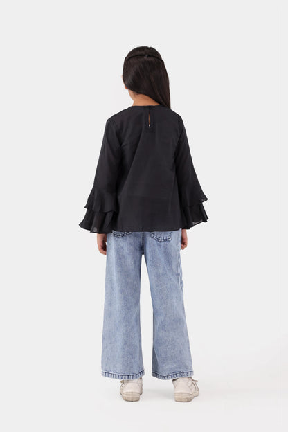 Top With Flounce Sleeves - Cougar Clothing