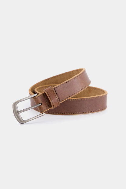 Leather Belt With Side Stitches - Cougar Clothing