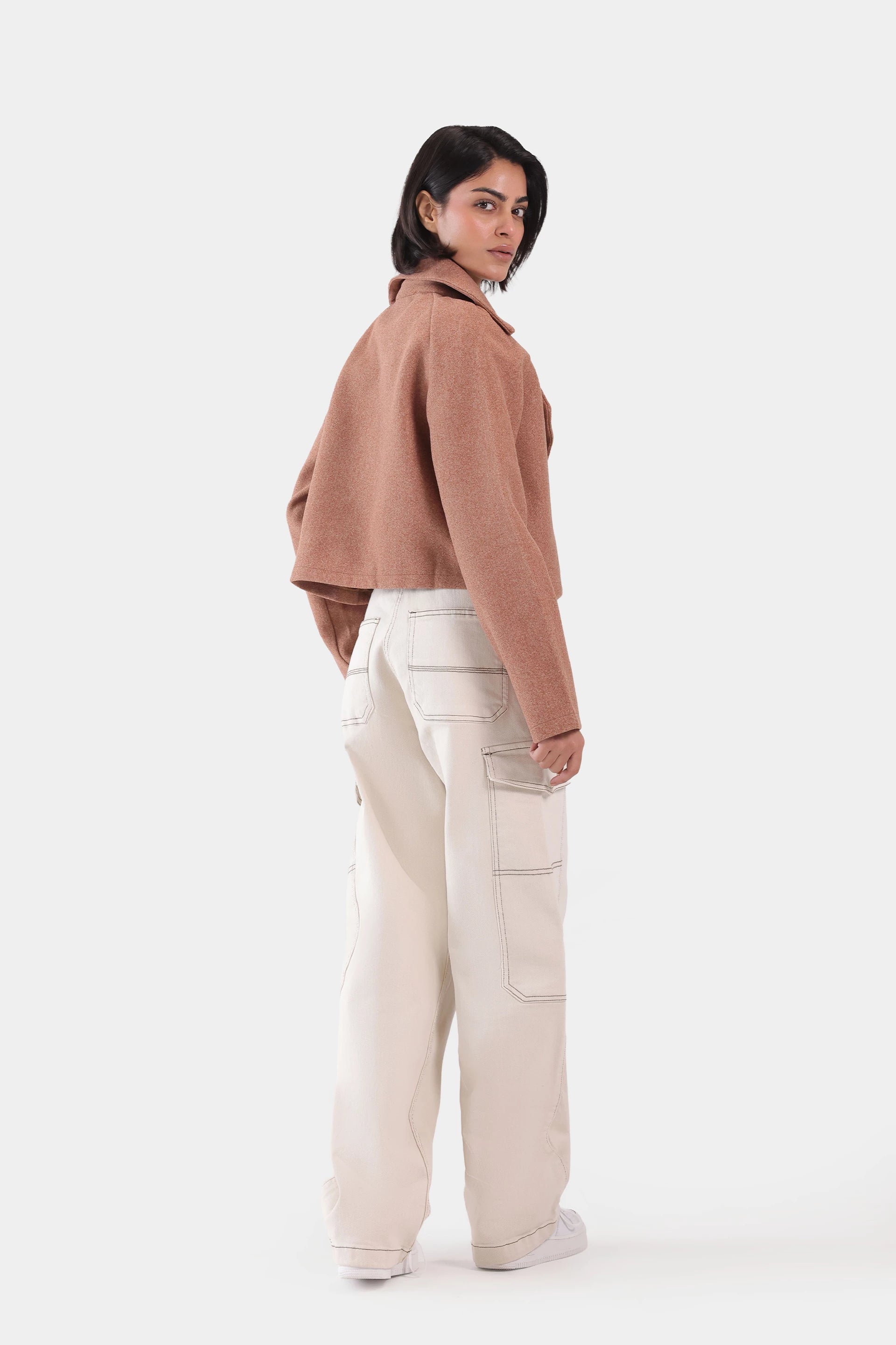 Notch Collar Cropped Jacket - Cougar Clothing
