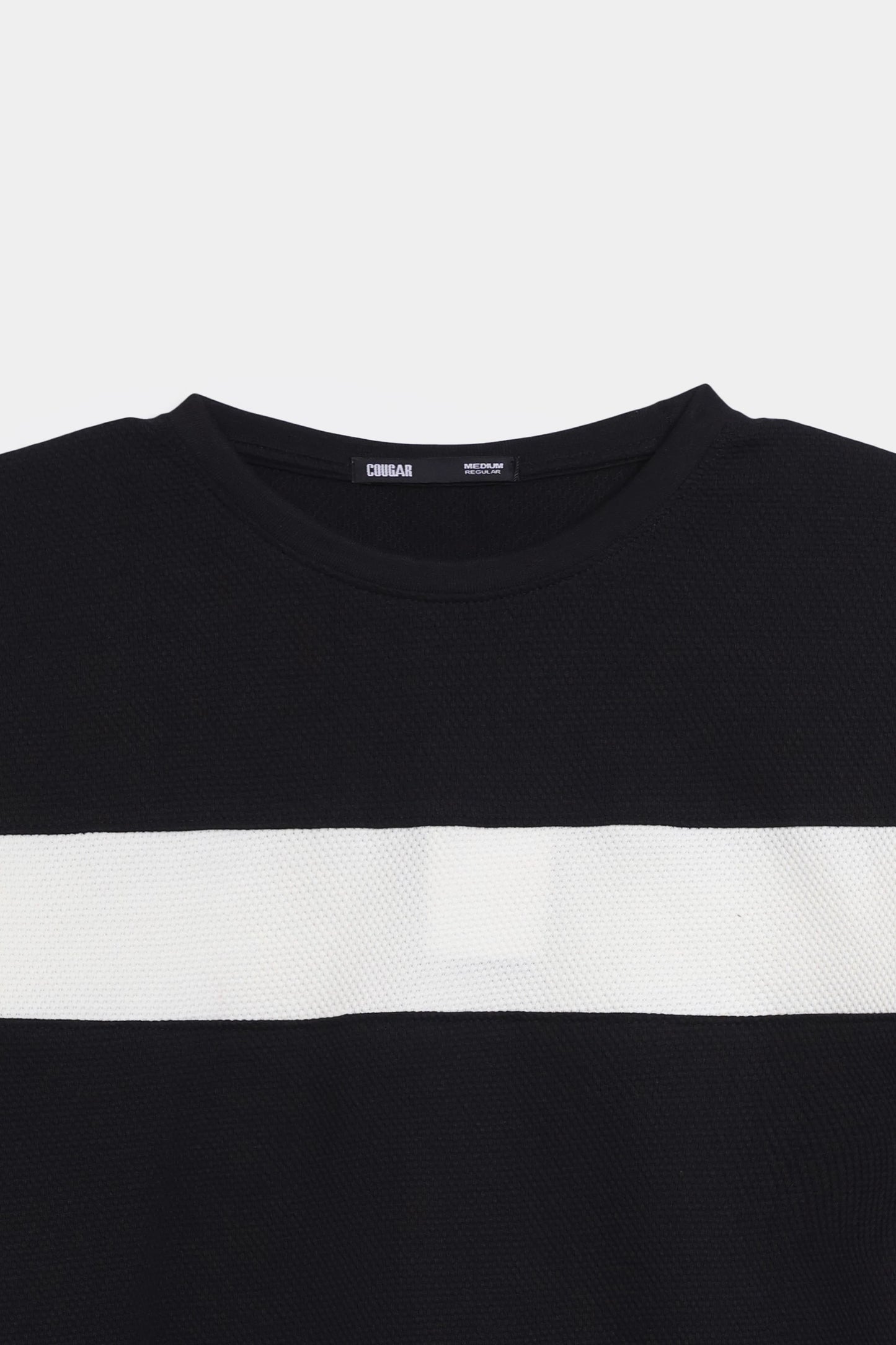 Popcorn Knit Panelled T-Shirt - Cougar Clothing