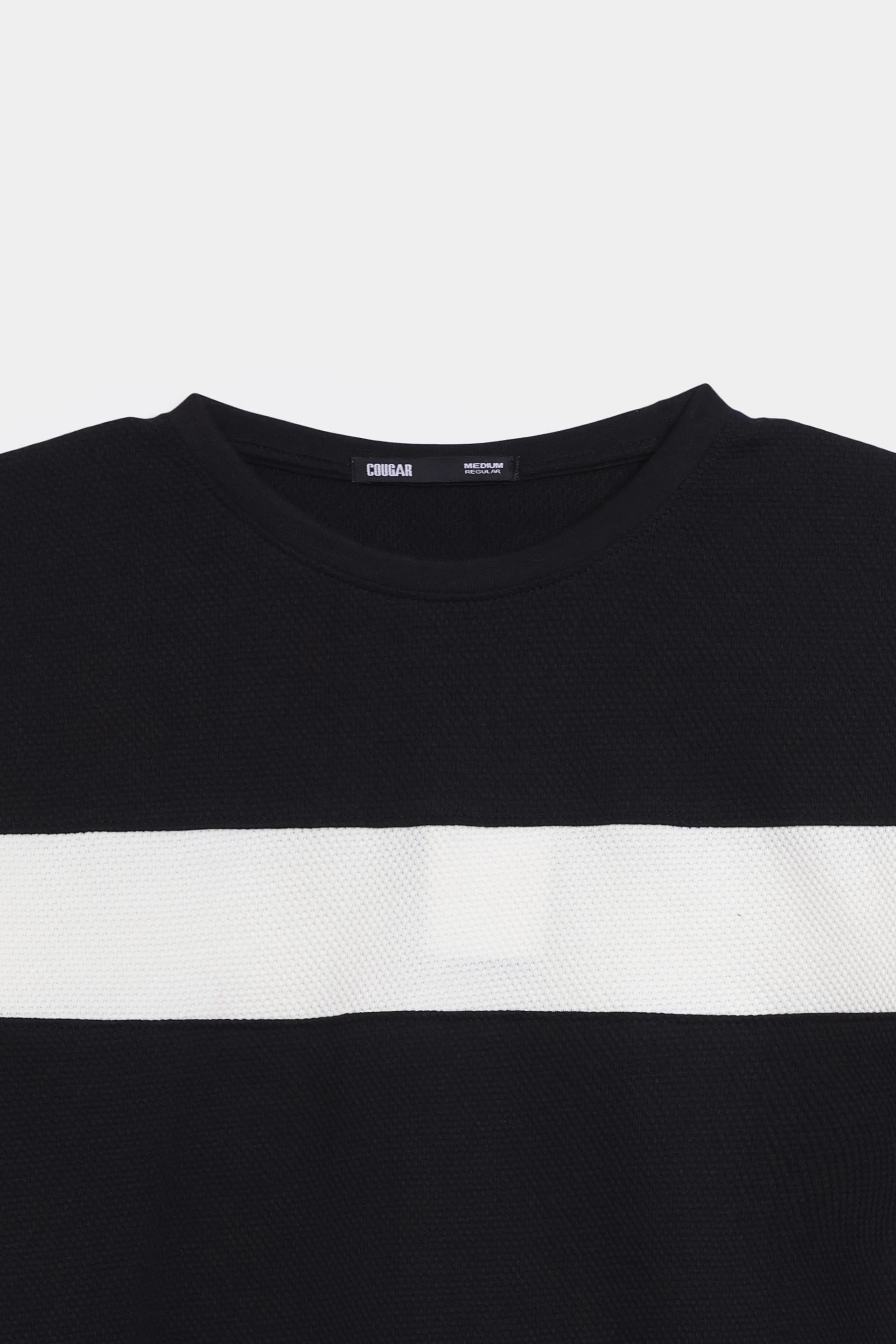 Popcorn Knit Panelled T-Shirt - Cougar Clothing