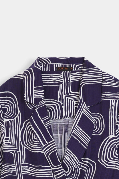 Abstract Printed Blazer Top - Cougar Clothing