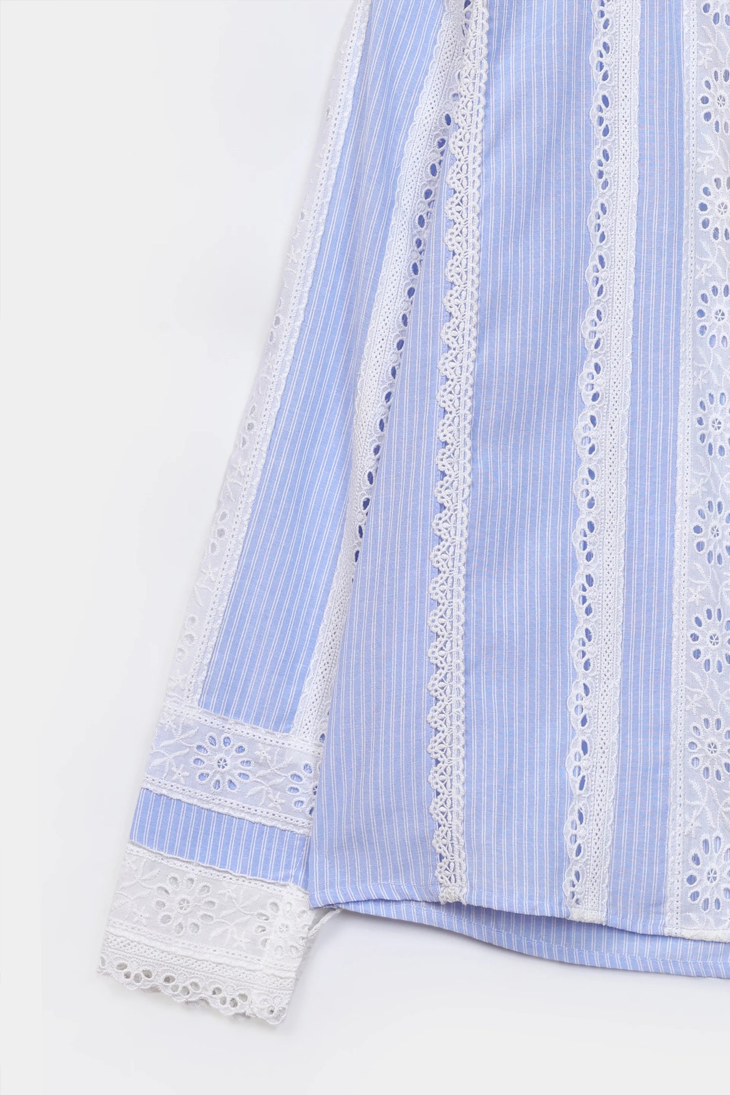 Striped Lace-Detailed Top - Cougar Clothing