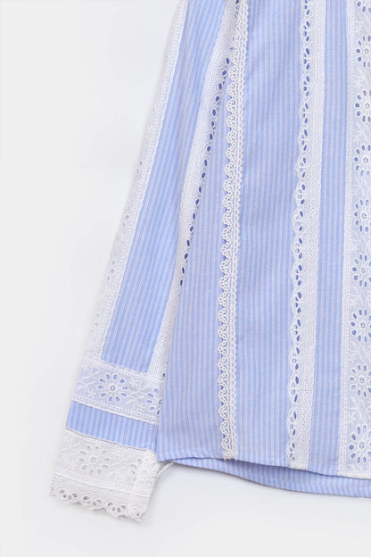 Striped Lace-Detailed Top - Cougar Clothing