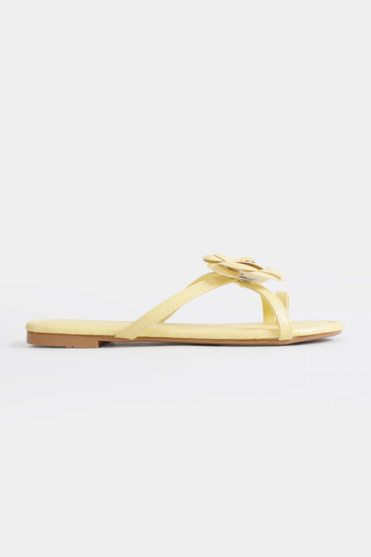 Butter Yellow Floral Slides - Cougar Clothing