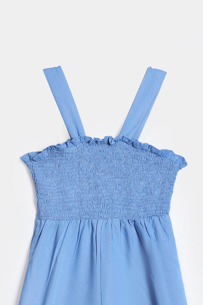 Smocked Chambray Jumpsuit - Cougar Clothing