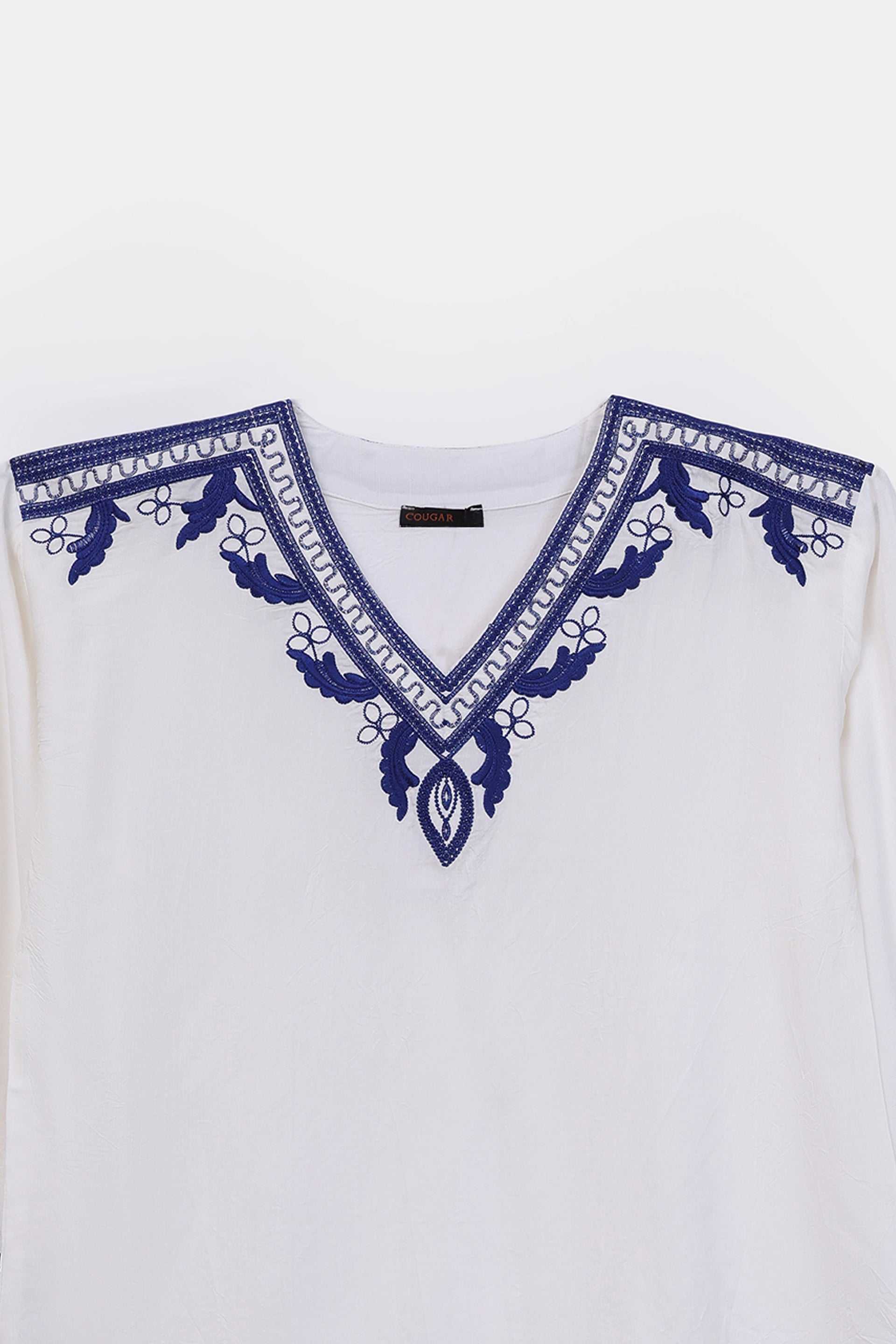 Embroidered Raw Silk Top - Cougar Clothing