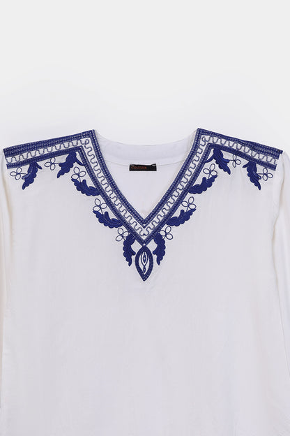 Embroidered Raw Silk Top - Cougar Clothing