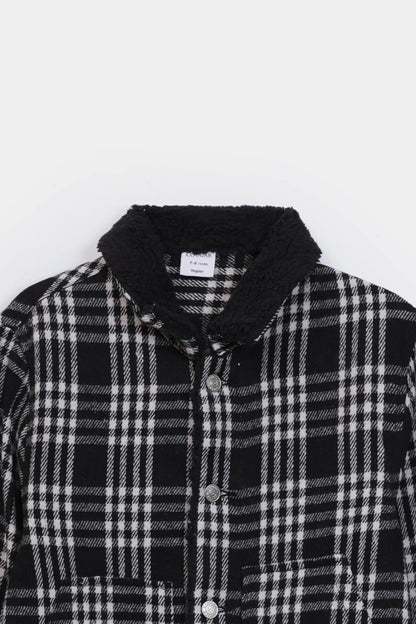 Sherpa Collar Flannel Shacket - Cougar Clothing