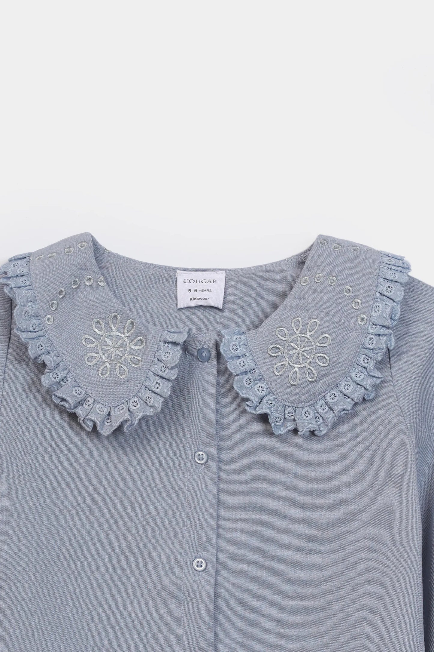 Bib Collar Embroidered Button-Down - Cougar Clothing