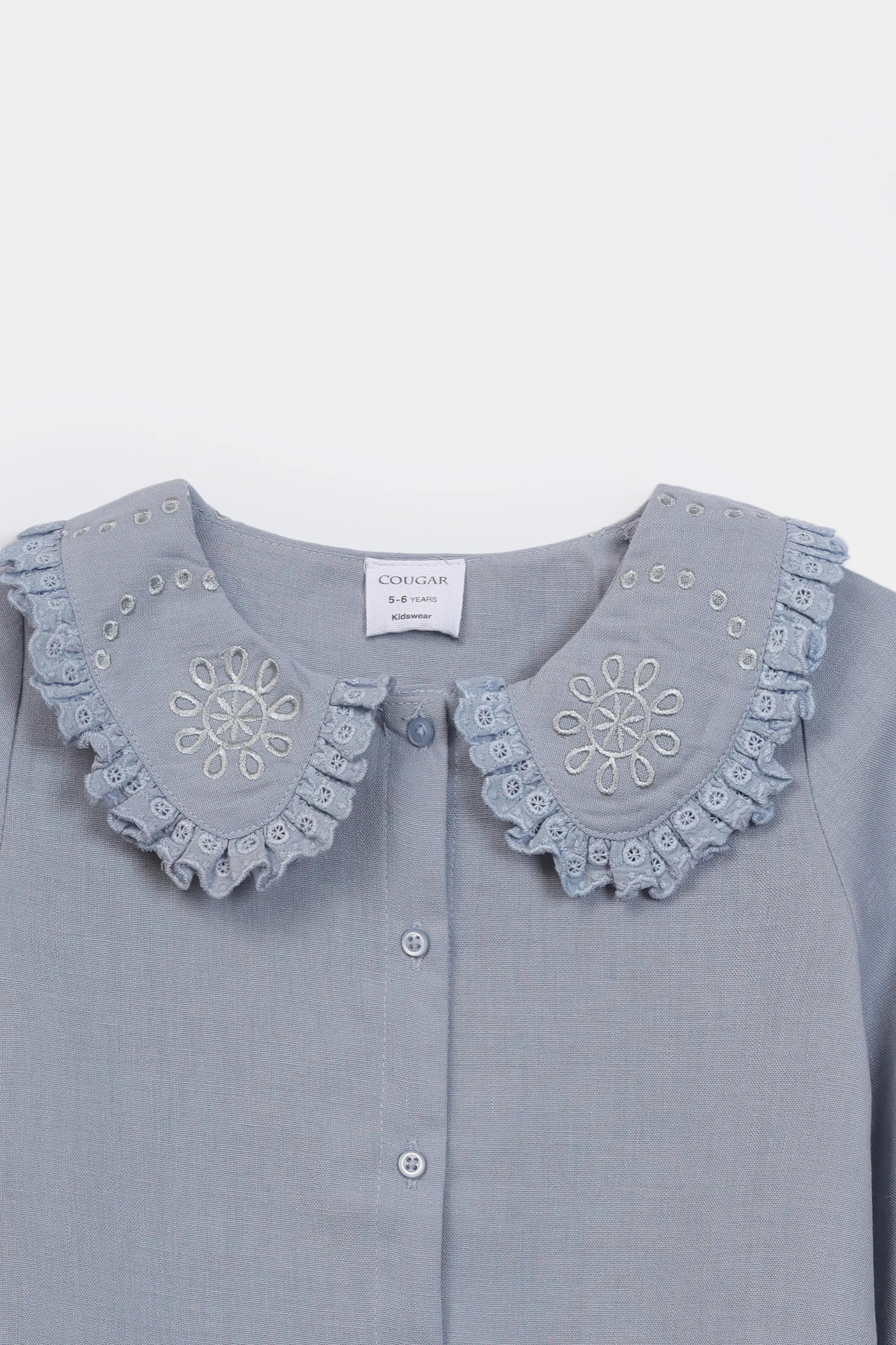 Bib Collar Embroidered Button-Down - Cougar Clothing