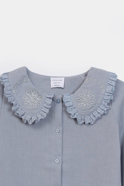 Bib Collar Embroidered Button-Down - Cougar Clothing