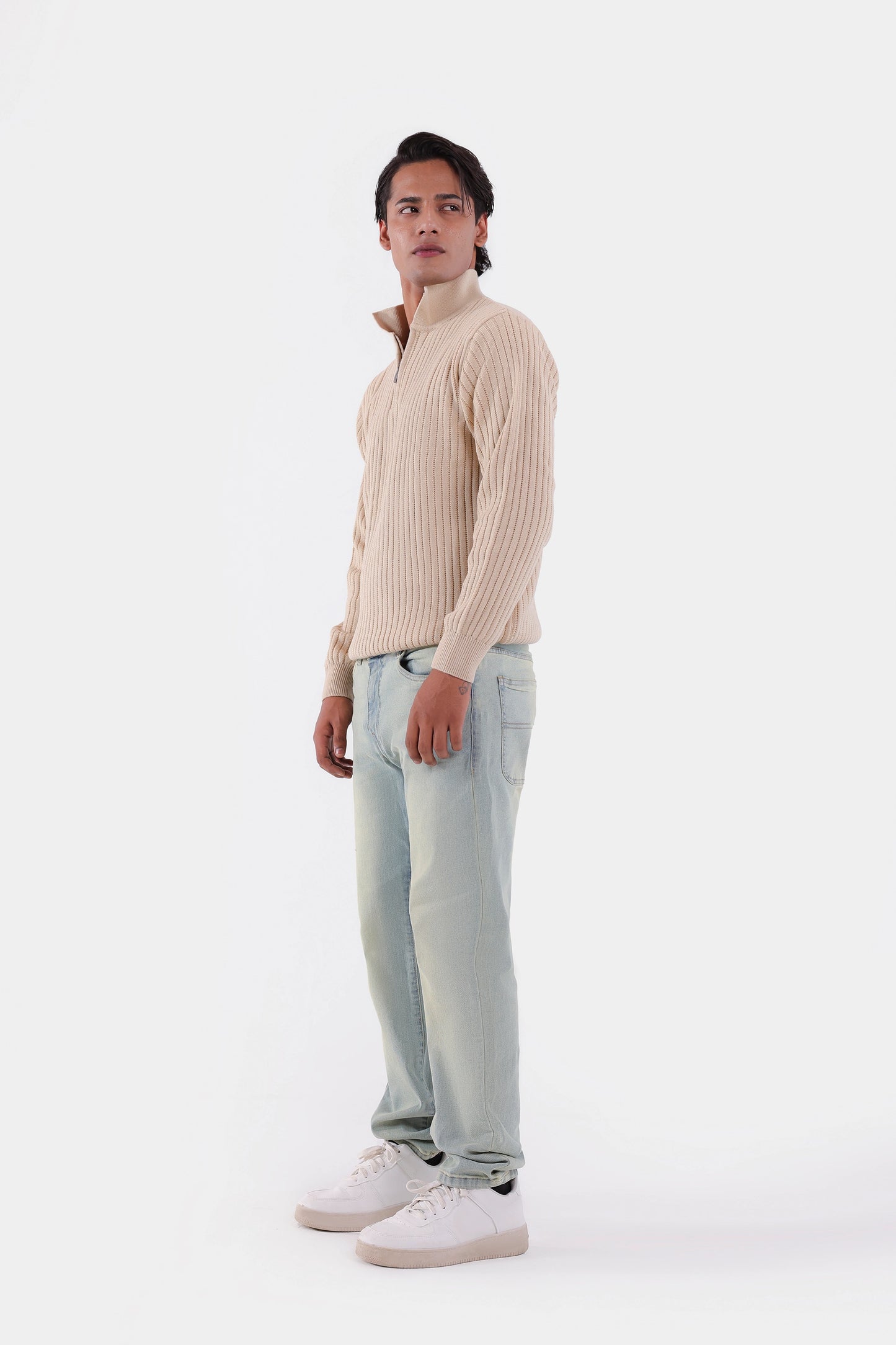 Rib Knit Quarter Sweater - Cougar Clothing