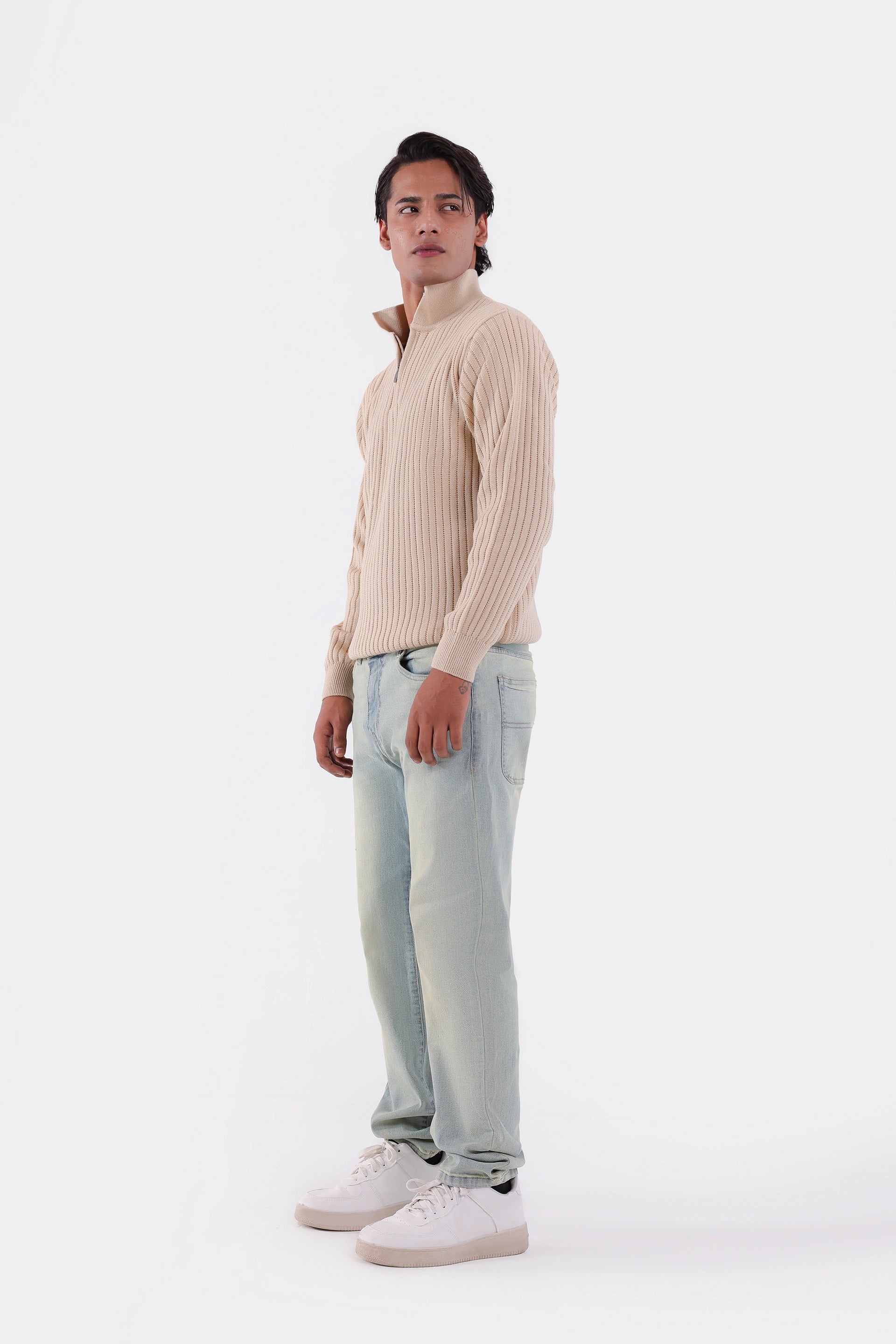 Rib Knit Quarter Sweater - Cougar Clothing