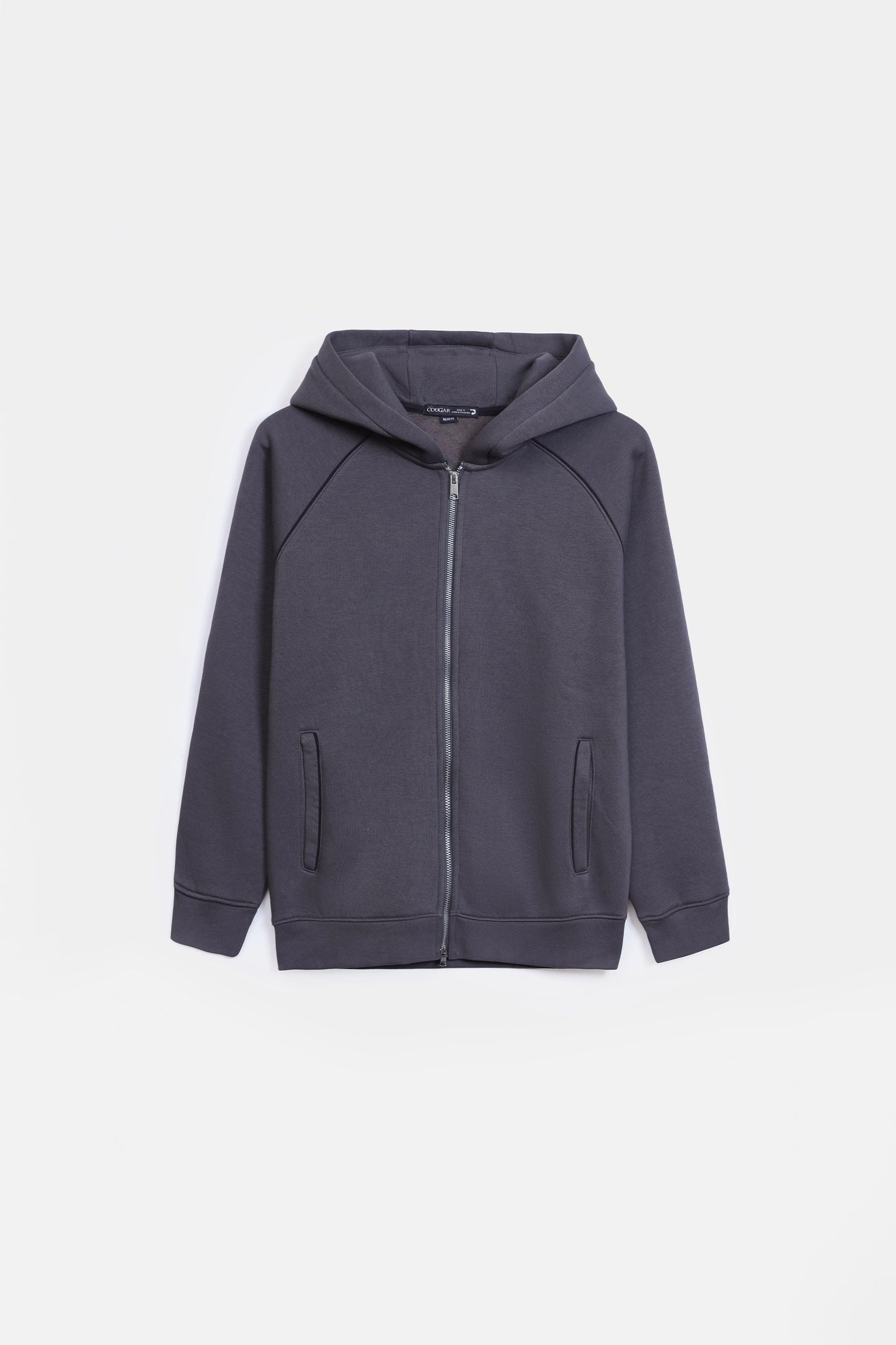 Relaxed Contrast Zip Hoodie - Cougar Clothing